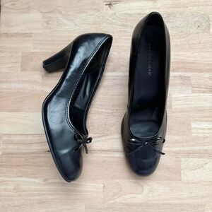 Y2K Black Bow Vegan Faux Leather Heel Size 8.5 Ballet Coquette